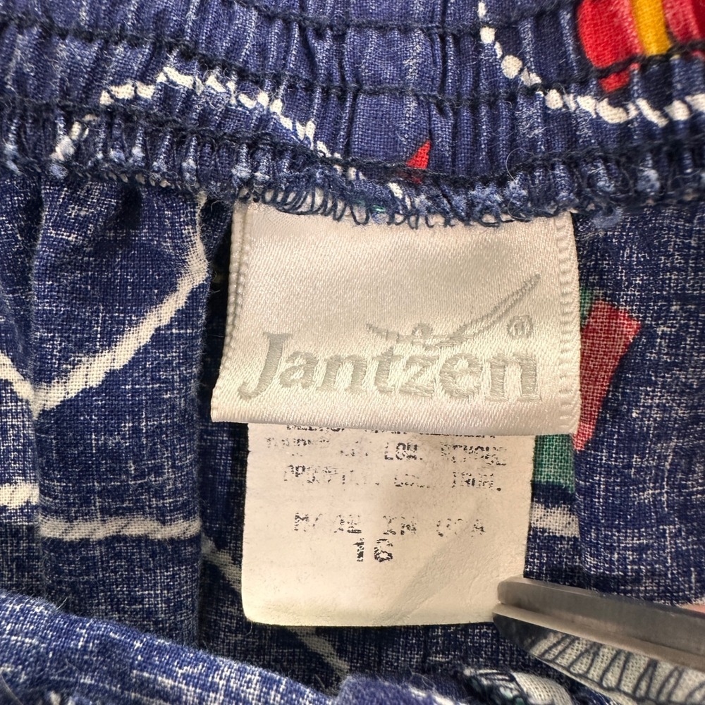 Jantzen Nautical Flag Print Midi Skirt Womens 16 Navy Blue Anchor Buttons Preppy - Picture 6 of 8
